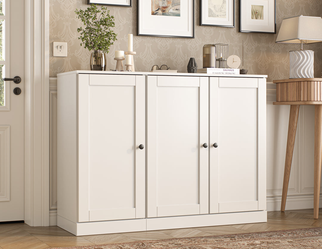 100% Solid Wood Shoe Storage Cabinet with Shaker Doors, Adjustable Shelves, Space Saving Modular Entryway Organizer, 48.5" W x 35.75" H