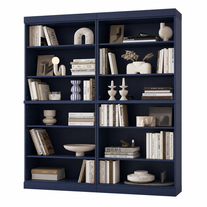 100% Solid Wood Tall Modular Bookcase Cabinet with 12 Adjustable Shelves, Open Display Storage Bookshelf, 64" W x 71.5" H