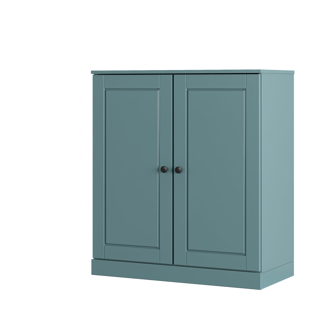 100% Solid Wood Shoe Storage Cabinet with Raised Panel Doors, Adjustable Shelves, Space Saving Stackable Entryway Organizer, 32" W x 35.75" H
