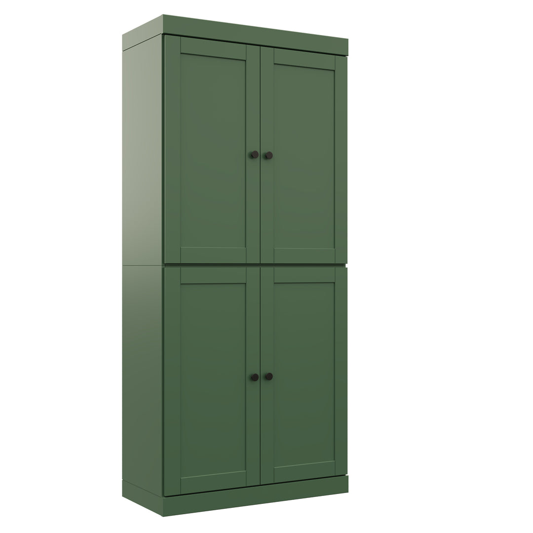 100% Solid Wood 6-Shelf 32" Bookcase, Shaker Wood Doors, Adjustable Shelves