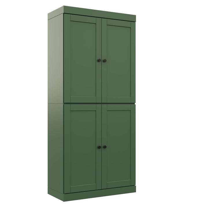 100% Solid Wood 6-Shelf 32" Bookcase, Shaker Wood Doors, Adjustable Shelves