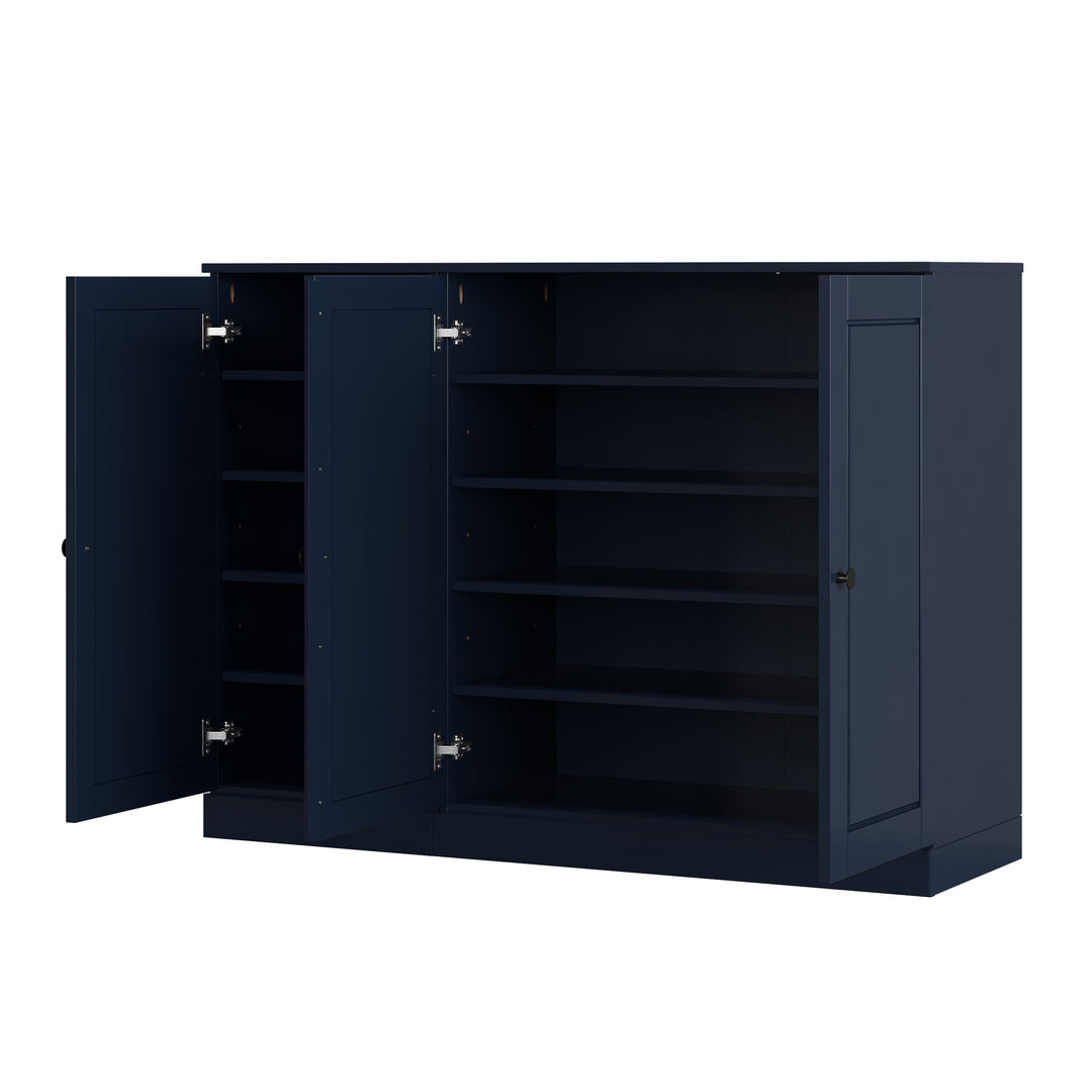 100% Solid Wood Shoe Storage Cabinet with Raised Panel Doors, Adjustable Shelves, Space Saving Modular Entryway Organizer, 48.5" W x 35.75" H
