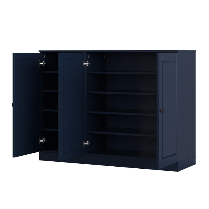 100% Solid Wood Shoe Storage Cabinet with Raised Panel Doors, Adjustable Shelves, Space Saving Modular Entryway Organizer, 48.5" W x 35.75" H