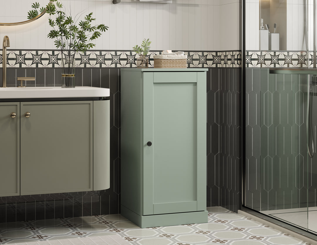 100% Solid Wood 16.5" Small Bathroom Cabinet, Shaker Wood Door, Adjustable Shelves