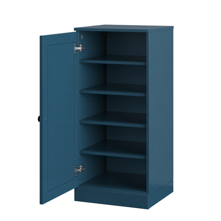 100% Solid Wood Narrow Shoe Storage Cabinet with Raised Panel Door, Adjustable Shelves, Space Saving Stackable Organizer, 16.5" W x 35.75" H