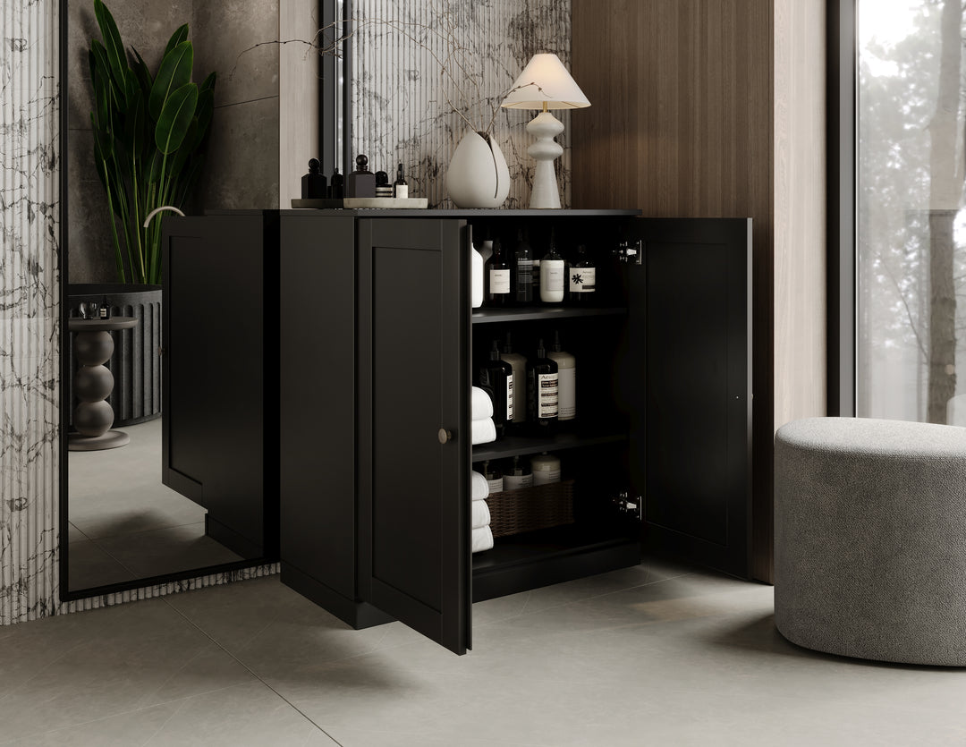 100% Solid Wood 32" Bathroom Cabinet with Shaker Wood Doors