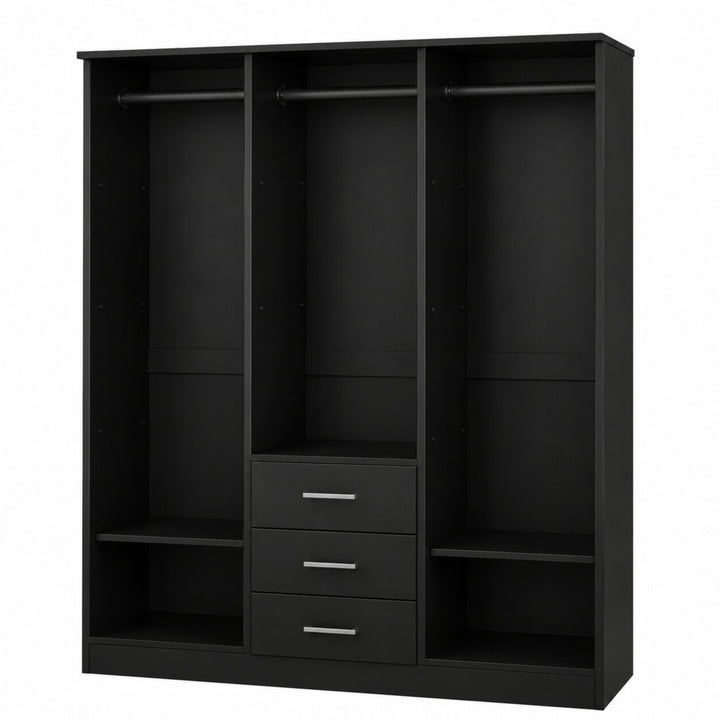 100% Solid Wood 3-Door Wardrobe Armoire with Raised Panel Doors, Bedroom Closet Storage - Cosmo Collection