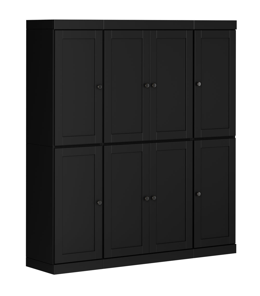100% Solid Wood 65" Pantry Cabinet, 8 Shaker Wood Doors, 2 Drawers