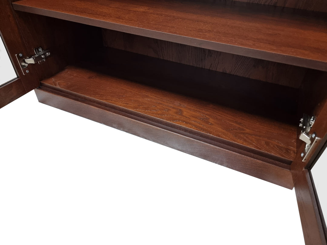 Premium 100% Solid European Oak Hardwood 6-Shelf Modular Bookcase with Tinted Glass Doors – 32" Wide, 71.5" Tall