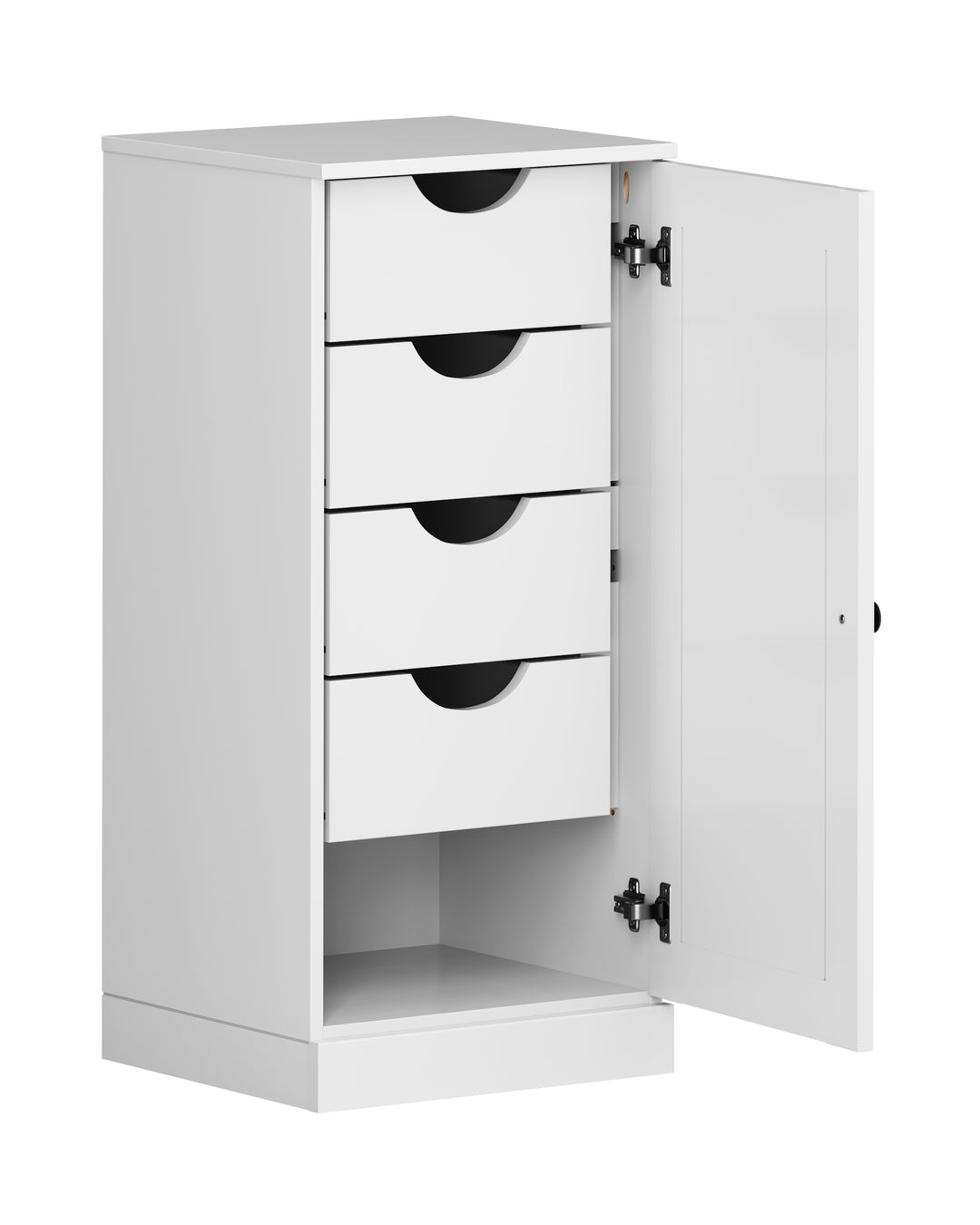 100% Solid Wood Bathroom Storage Cabinet, Raised Panel Door, 4 Drawers, Adjustable Shelves, 16.5" Wide, 35.75" Tall