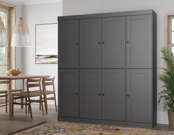 100% Solid Wood 65" Pantry Cabinet, 8 Shaker Wood Doors