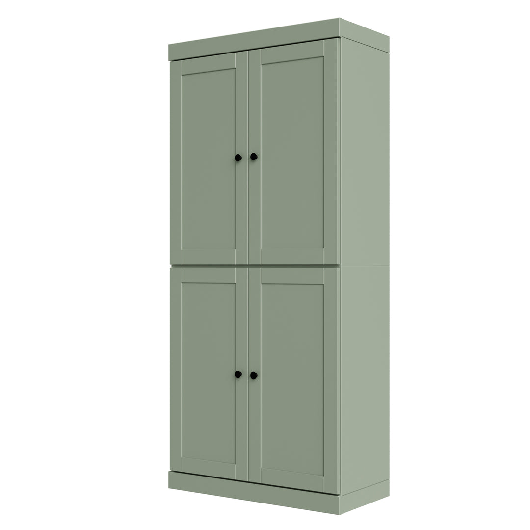 100% Solid Wood 6-Shelf 32" Bookcase, Shaker Wood Doors, Adjustable Shelves