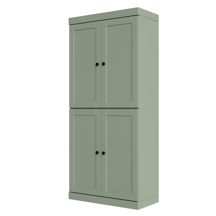 100% Solid Wood 6-Shelf 32" Bookcase, Shaker Wood Doors, Adjustable Shelves