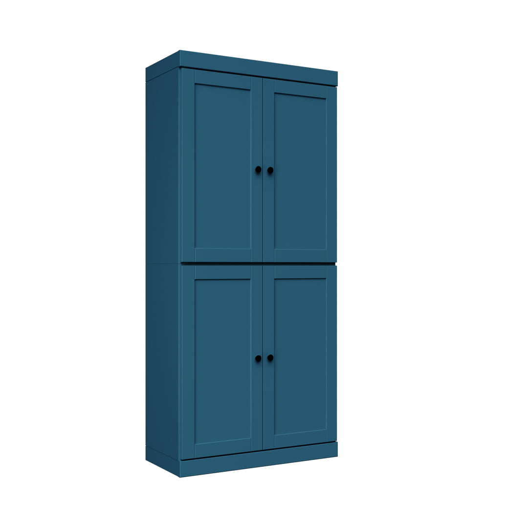 100% Solid Wood 6-Shelf 32" Bookcase, Shaker Wood Doors, Adjustable Shelves