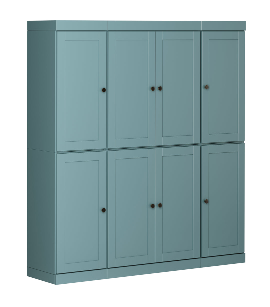 100% Solid Wood 65" Pantry Cabinet, 8 Shaker Wood Doors, 2 Drawers