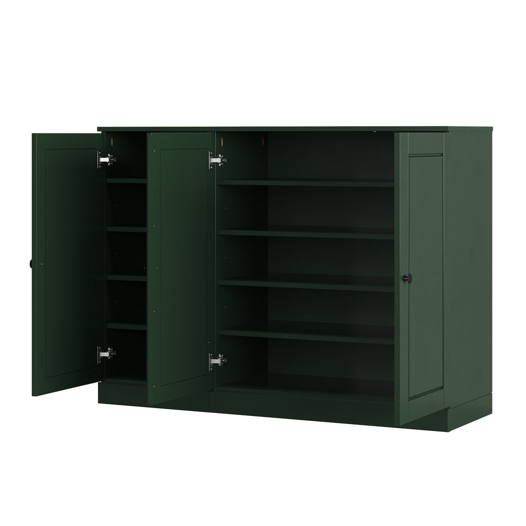 100% Solid Wood Shoe Storage Cabinet with Raised Panel Doors, Adjustable Shelves, Space Saving Modular Entryway Organizer, 48.5" W x 35.75" H