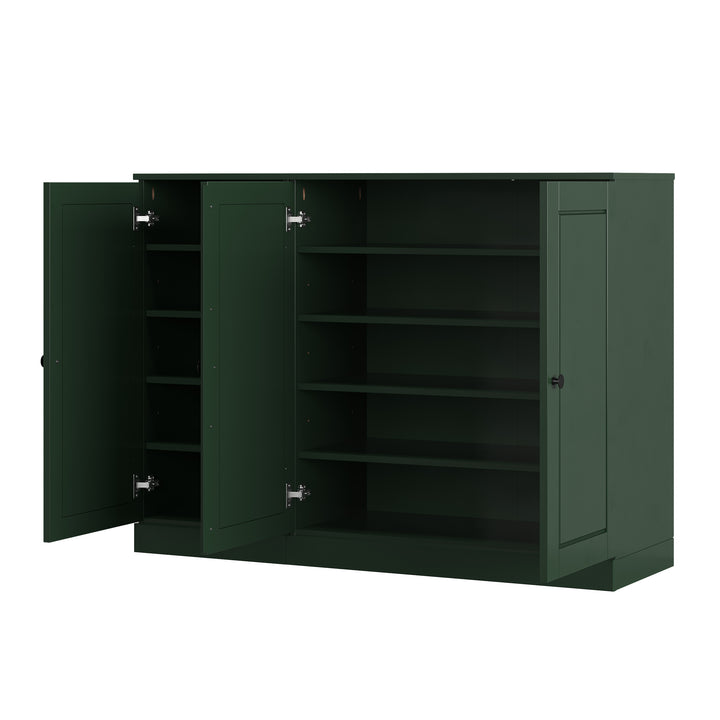100% Solid Wood Shoe Storage Cabinet with Raised Panel Doors, Adjustable Shelves, Space Saving Modular Entryway Organizer, 48.5" W x 35.75" H