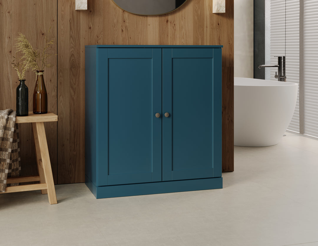 100% Solid Wood 32" Bathroom Cabinet with Shaker Wood Doors, 2-Drawers