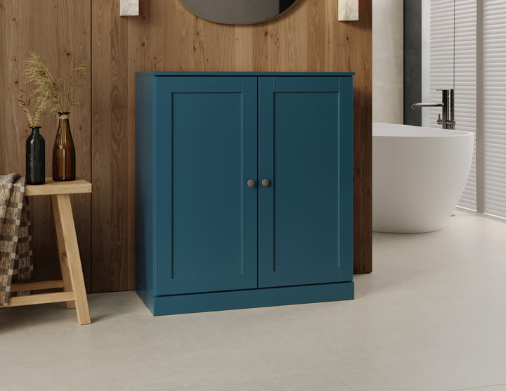 100% Solid Wood 32" Bathroom Cabinet with Shaker Wood Doors, 2-Drawers