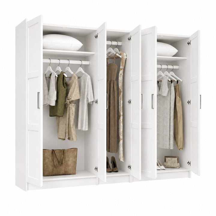 100% Solid Wood Modular 5-Door Wardrobe Armoire with Raised Panel Doors, Bedroom Closet Storage - Urban Collection