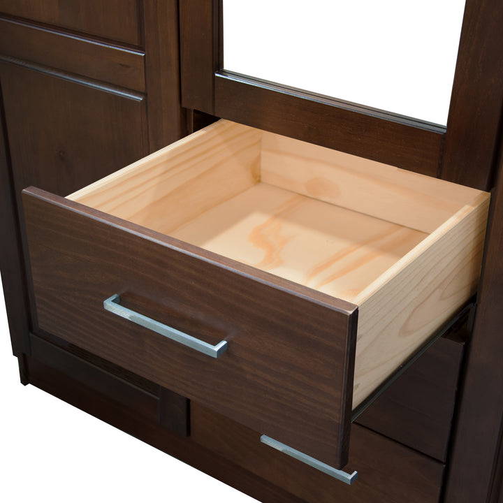 100% Solid Wood 3-Door Wardrobe Armoire with Raised Panel Doors, Bedroom Closet Storage - Cosmo Collection