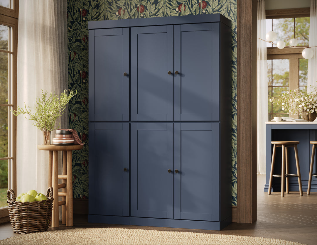 100% Solid Wood 48.5" Pantry Cabinet, Shaker Wood Doors
