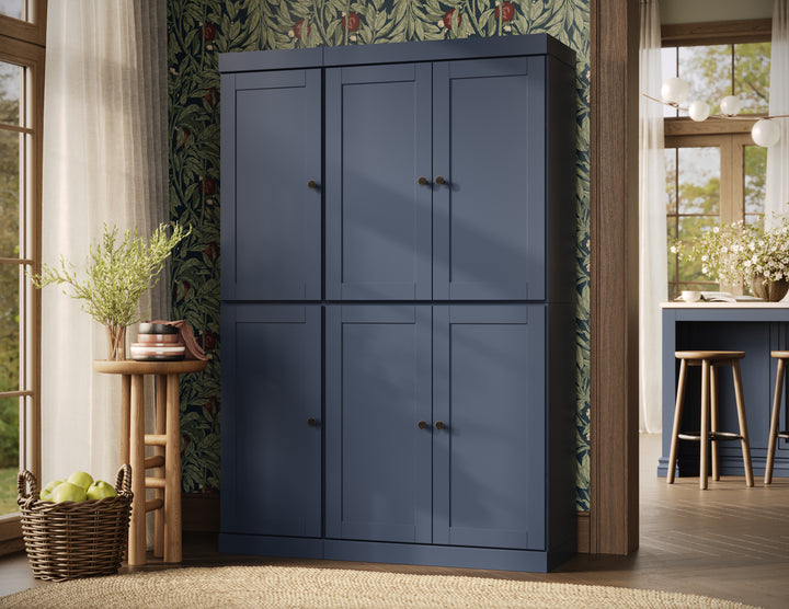 100% Solid Wood 48.5" Pantry Cabinet, Shaker Wood Doors