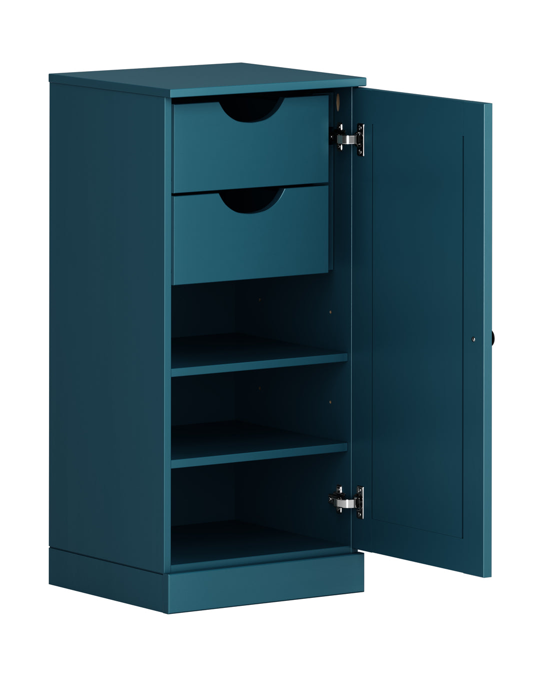 100% Solid Wood Bathroom Storage Cabinet, Shaker Door, 2 Drawers, Adjustable Shelves, 16.5" Wide, 35.75" Tall