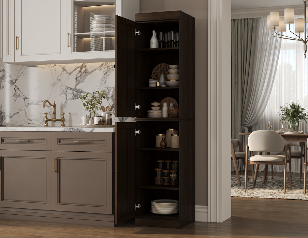 100% Solid Wood Kitchen Pantry Cabinet, Tall Freestanding Modular Storage with Shaker Doors, Adjustable Shelves, 16.5" W x 71.5" H