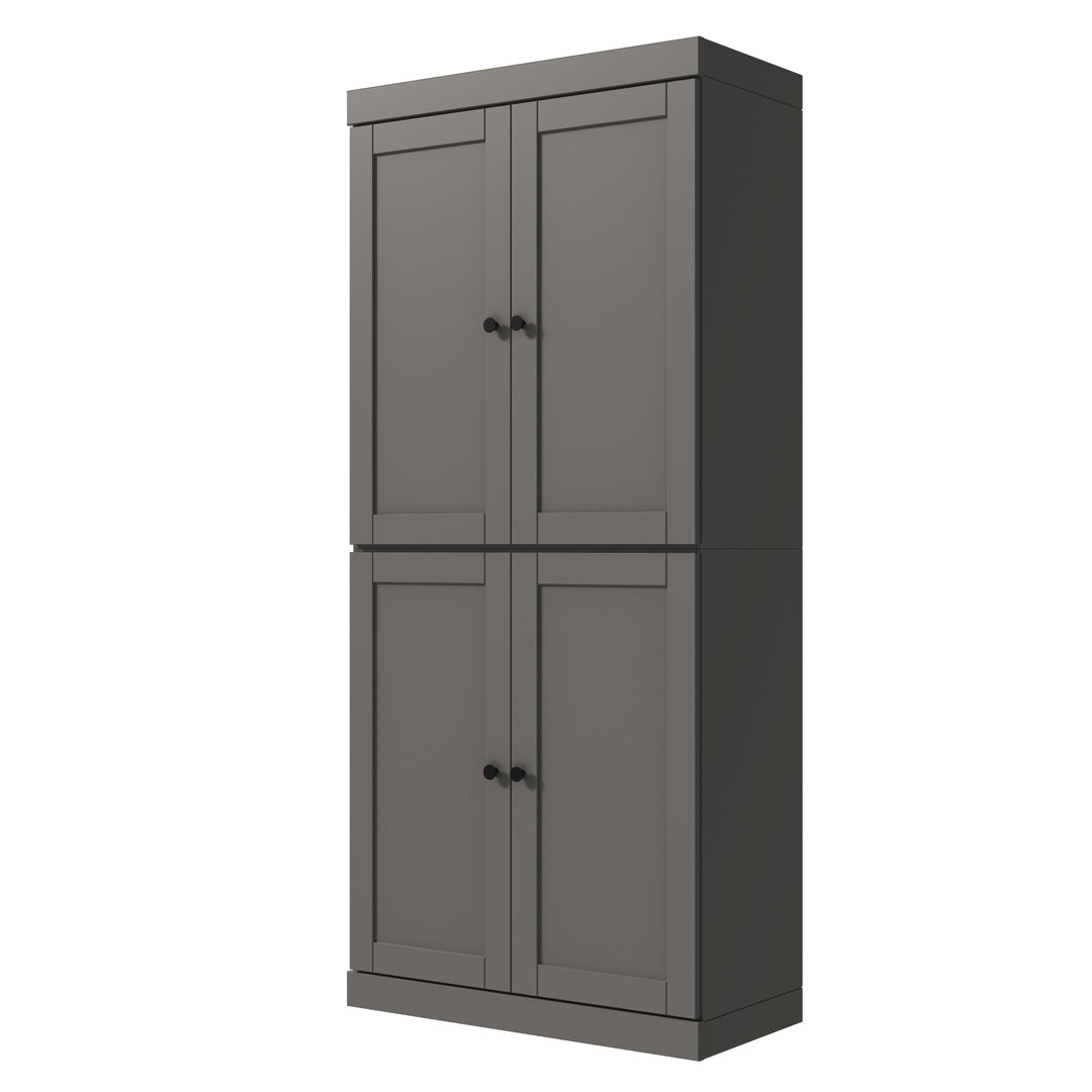 100% Solid Wood 6-Shelf 32" Bookcase, Shaker Wood Doors, Adjustable Shelves