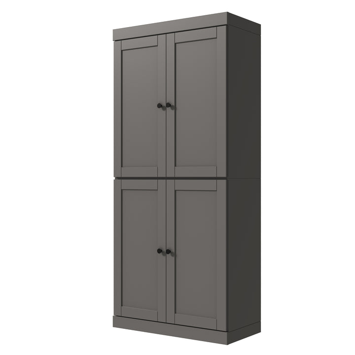 100% Solid Wood 6-Shelf 32" Bookcase, Shaker Wood Doors, Adjustable Shelves