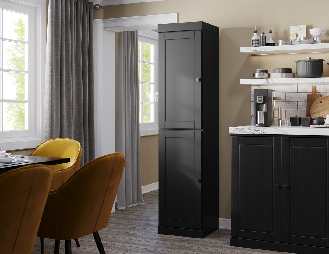 100% Solid Wood 16.5" Pantry Cabinet, 2 Shaker Wood Doors