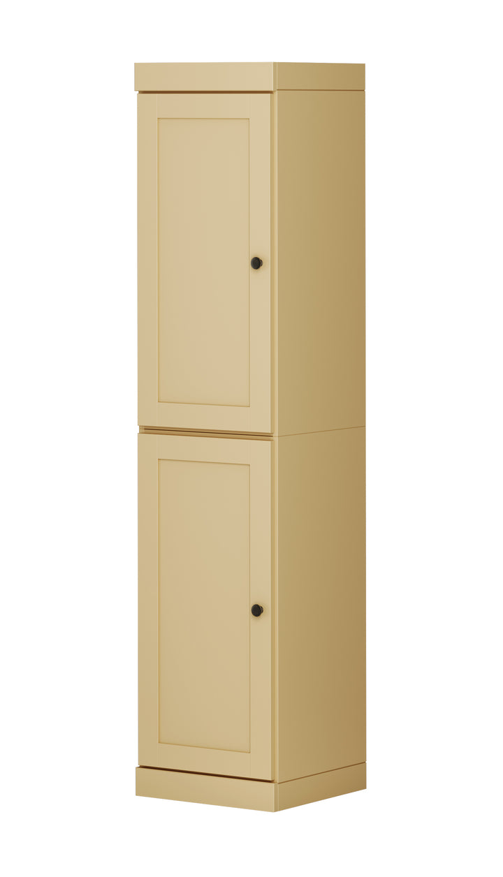 100% Solid Wood 16.5" Pantry Cabinet, 2 Shaker Wood Doors