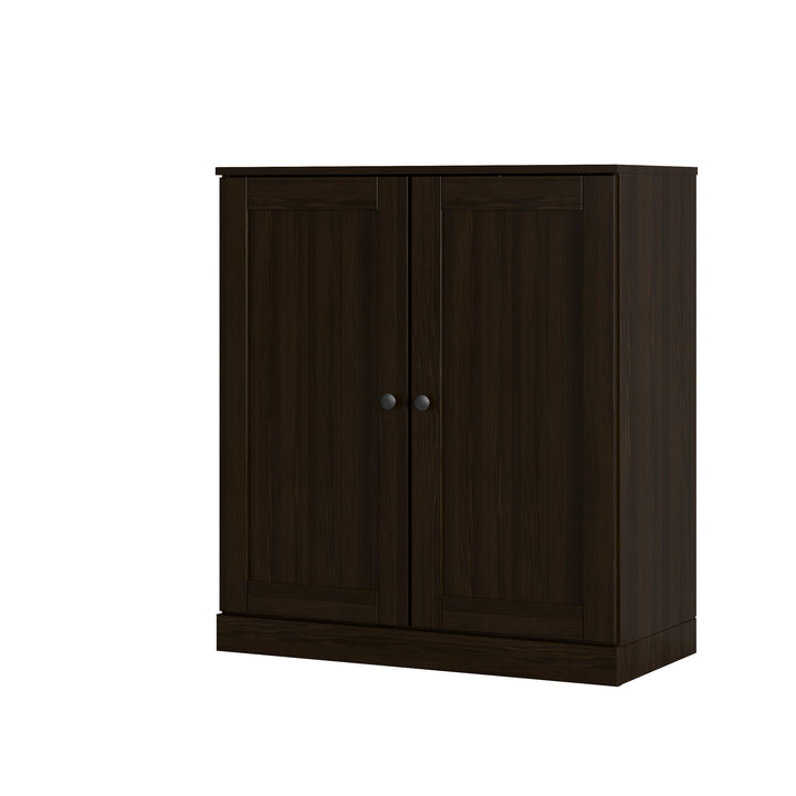 100% Solid Wood Shoe Storage Cabinet with Shaker Doors, Adjustable Shelves, Space Saving Stackable Entryway Organizer, 32" W x 35.75" H