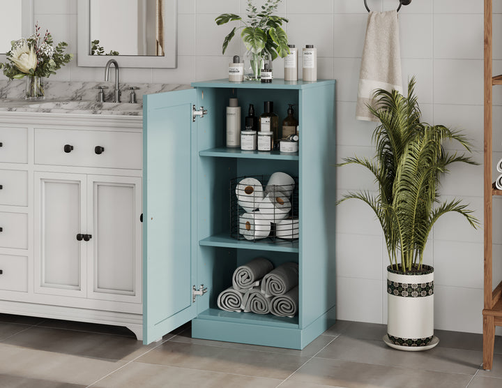 100% Solid Wood 16.5" Small Bathroom Cabinet, Shaker Wood Door, Adjustable Shelves