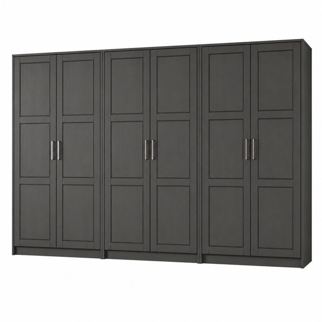 100% Solid Wood Modular 6-Door Wardrobe Armoire with Raised Panel Doors, Bedroom Closet Storage - Urban Collection