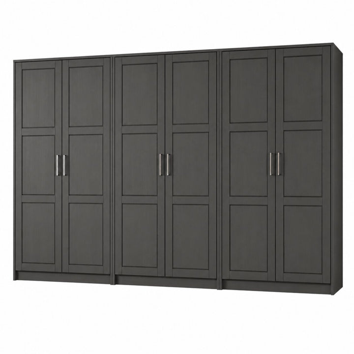 100% Solid Wood Modular 6-Door Wardrobe Armoire with Raised Panel Doors, Bedroom Closet Storage - Urban Collection
