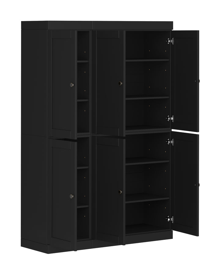 100% Solid Wood 48.5" Pantry Cabinet, Shaker Wood Doors