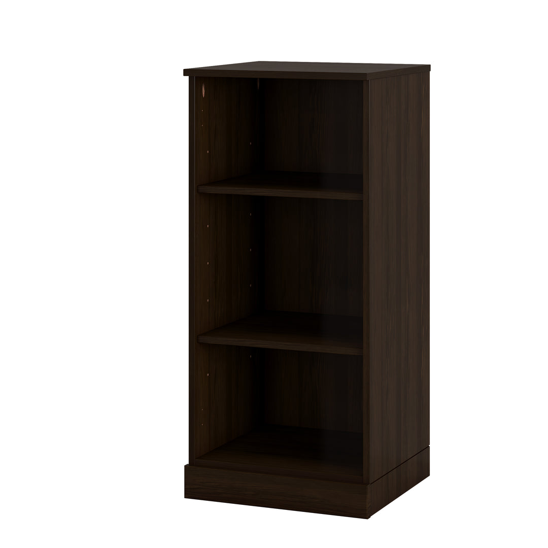 100% Solid Wood Freestanding 3-Shelf Bookcase Cabinet with Open Adjustable Shelves, Display Storage Bookshelf, 16.5" W x 35.75" H