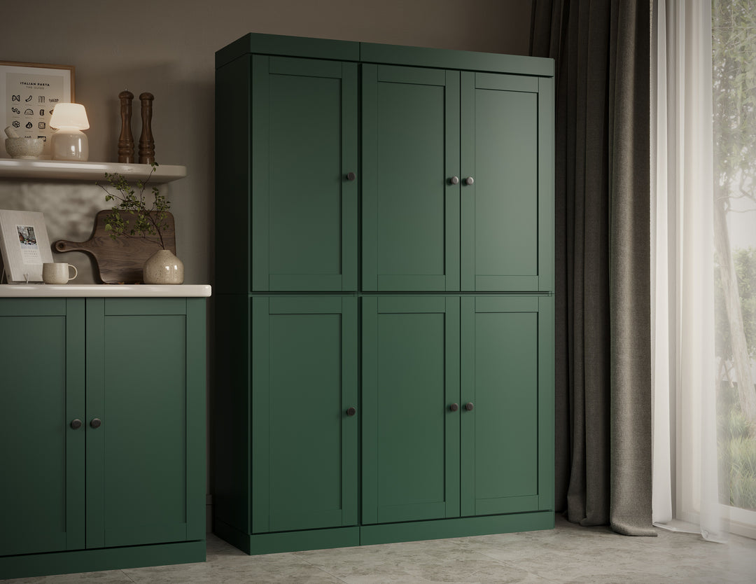 100% Solid Wood 48.5" Pantry Cabinet, Shaker Wood Doors