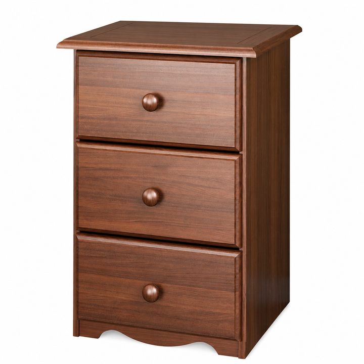 100% Solid Wood 3-Drawer Nightstand