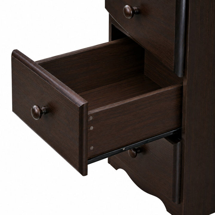 100% Solid Wood 3-Drawer Nightstand with Metal Knobs