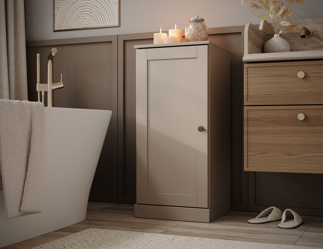 100% Solid Wood Bathroom Storage Cabinet, Shaker Door, 2 Drawers, Adjustable Shelves, 16.5" Wide, 35.75" Tall