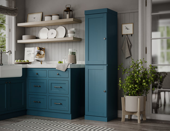 100% Solid Wood 16.5" Pantry Cabinet, 2 Shaker Wood Doors