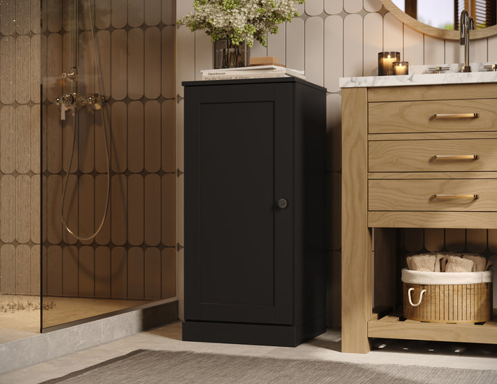 100% Solid Wood Bathroom Storage Cabinet, Shaker Door, 2 Drawers, Adjustable Shelves, 16.5" Wide, 35.75" Tall