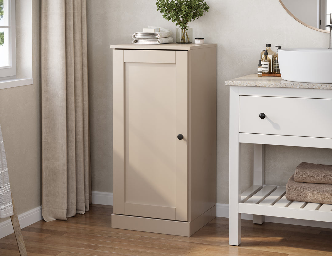 100% Solid Wood 16.5" Small Bathroom Cabinet, Shaker Wood Door, Adjustable Shelves