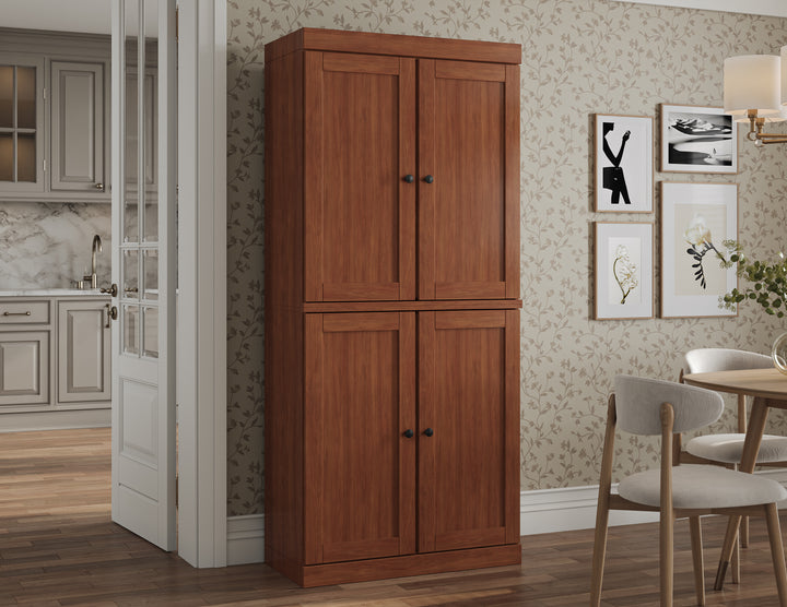 100% Solid Wood Tall Freestanding Kitchen Pantry Cabinet with Doors & 2 Drawers, Modular Storage Cabinet with Adjustable Shelves, 32" W x 71.5" H