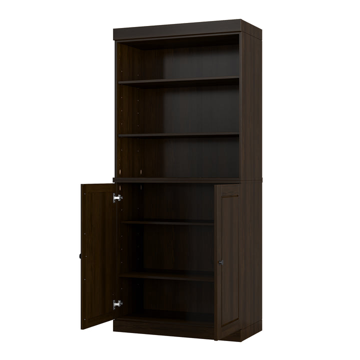 100% Solid Wood Tall Freestanding Modular Bathroom Linen Storage Cabinet with Open Shelf & Raised Panel Doors, Adjustable Shelves, 32" W x 71.5" H