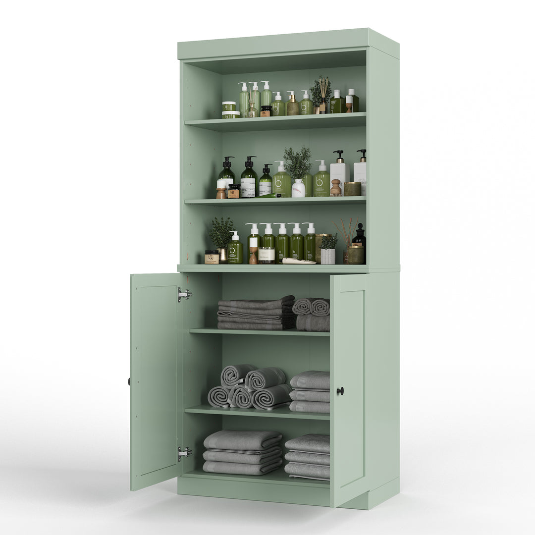 100% Solid Brazilian Pine Wood 32" Bathroom Storage Cabinet with Bottom Shaker Doors and Adjustable Shelves