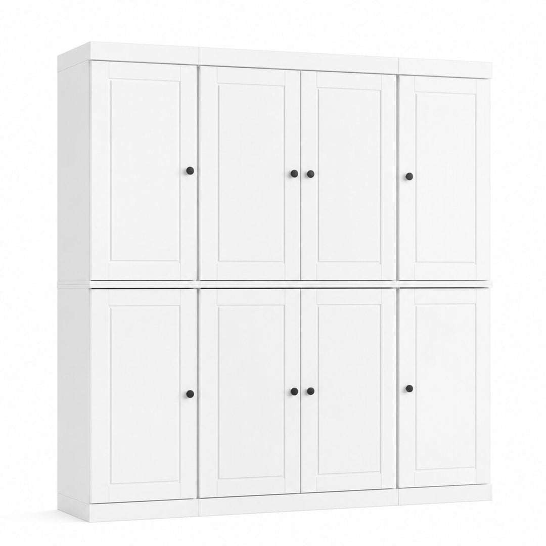 100% Solid Wood Kitchen Pantry Cabinet, Tall Freestanding Modular Storage with Raised Panel Doors, Adjustable Shelves, 65" W x 71.5" H